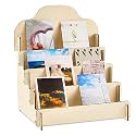 Barydat Greeting Card Display Stand Wooden, 11.8 x 10.4 x 14.2 Inch, Beige