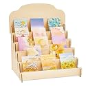 Barydat Greeting Card Display Stand Wooden, 15.8 x 13 x 17.7 Inch, Beige