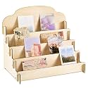 Barydat Greeting Card Display Stand Wooden, 15.8 x 10.4 x 14.2 Inch, Beige