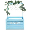 Barydat Wooden Baby Shower Crate Basket with Handle, Blue