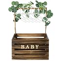 Barydat Wooden Baby Shower Crate Basket with Handle, Dark Walnut