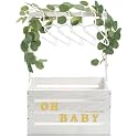 Barydat Wooden Baby Shower Crate Basket with Handle, White