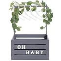 Barydat Wooden Baby Shower Crate Basket with Handle, Gray