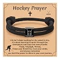 Baseball/Basketball/Football/Soccer/Hockey Bracelet for Teen Boys Men Cross Bracelet Gifts for Players Team Lovers Son Grandson Brother Nephew Friend Valentines Day Easter Basket Stuffers Gifts