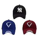 Cap for Men and Women VIRAT Cotton Blend Cap Use for Sports Cricket All Outdoor Indoor Activities (Black NY Maroon V Blue V)