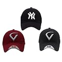 Cap for Men and Women VIRAT Cotton Blend Cap Use for Sports Cricket All Outdoor Indoor Activities (Black NY Maroon V Black V)