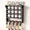 Baseball Display Case with Baseball Bat Holder, 3-in-1 Wall Mount Baseball Holder for Ball, Bat and Medal Display, Wall Mount Baseball Shadow Box for Trophies and Memorabilia