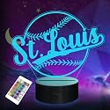 Baseball Gifts, Baseball Night Light, 3D Illusion Lamp for Boys Gift 16 Changing Color Remote Control Kids Room Lighting Ball Decor (St. Louis)