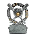 Baseball Hexa Star Trophy - 4.75 Inch Tall Silver and Gold Softball Award - Engraved Plate Upon Request