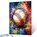 Baseball Paint by Numbers Kit for Adult Ball Sports DIY Oil Painting Sporty Arts and Crafts with Brushes and Acrylic Pigment Graffitic Baseball Pop Art for Home Decor Family Gifts(Frameless)