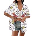 Baseball Shirt Women Baseball Jersey Graphic Button Down Shirt Game Day Short Sleeve Tops
