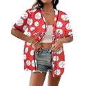 Baseball Shirt Women Baseball Jersey Graphic Button Down Shirt Game Day Short Sleeve Tops
