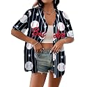 Baseball Shirt Women Baseball Jersey Graphic Button Down Shirt Game Day Short Sleeve Tops