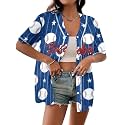 Baseball Shirt Women Baseball Jersey Graphic Button Down Shirt Game Day Short Sleeve Tops
