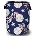 Baseballs and Stars Laundry Basket, Laundry Hamper Collapsible Oxford Cloth with Handle Clothes Storage Bin for Bathroom Laundry Room Bedroom 15.7 X 20 Inch