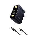 Baseus Picogo 100W USB C Charger, 3-Port Multi-Device Fast Charging Laptop Charger with Smart Display & Touch Control, GaN Power Adapter for MacBook Pro, iPhone 17/16, Pixel, Steam Deck, ROG Ally