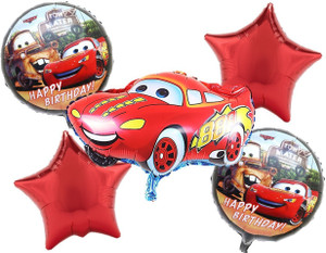 bash n splash printed car theme happy birthday party foil balloon set of 5 pcs balloon