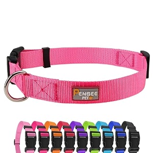 basic dog collar adjustable nylon for large dogs hot pink