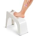 Basicwise Shower Footrest, White Bath Foot Stool for Shaving Legs, Non-Slip Sturdy Pedicure Footrest, Spa Footrest Shaving Stool, Shower Foot Procedures Stool with Storage