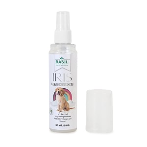 basil iris pet cologne spray - long lasting fragrance for dogs and cats - deodorizing soft coat and shiny pet perfume spray - 100ml
