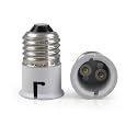 E27 to B22 Screw Base Socket Ceramic Lamp Holder Light Bulb Adapter (White, 2-Piece)