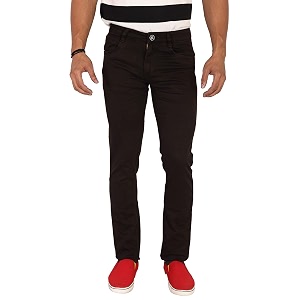 basilio cotton knitted fabric stretchable denim regular fit mid rise jeans pant for men