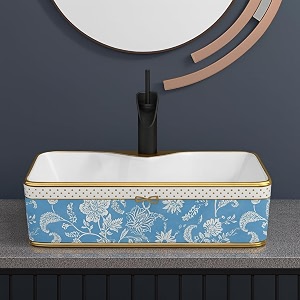 luxury table top sanitary ware  ceramic tabletop wash basin  countertop vessel sink  wash basin over counter for bathroom 19 x 14 x 5 inch novac-012