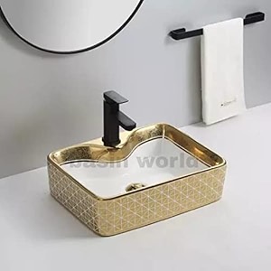 luxury table top sanitary ware  ceramic tabletop wash basin  countertop vessel sink  wash basin over counter for bathroom 19 x 14 x 5 inch novac-012