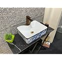 Luxury Table Top Sanitary Ware | Ceramic Tabletop Wash basin | Countertop Vessel Sink | Wash Basin Over Counter For Bathroom - WHITE BLUE (19 x 14 x 5 INCH) NCTT-440