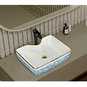 Luxury Table Top Sanitary Ware | Ceramic Tabletop Wash basin | Countertop Vessel Sink | Wash Basin Over Counter For Bathroom - WHITE ROSEGOLD (19 x 14 x 5 INCH) NCTT-183