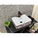 Luxury Table Top Sanitary Ware | Ceramic Tabletop Wash basin | Countertop Vessel Sink | Wash Basin Over Counter For Bathroom - WHITE PINK (19 x 14 x 5 INCH) NCTT-441