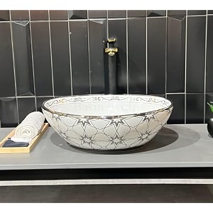 wash basin countertop  tabletop ceramic bathroom sink  wash basin over counter  wash basin for bathroom 16 x 13 x 6 inch nc 818