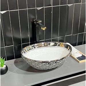 wash basin countertop  tabletop ceramic bathroom sink  wash basin over counter  wash basin for bathroom 16 x 13 x 6 inch nc 822