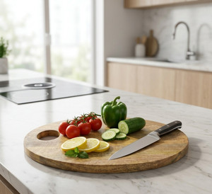 BASKBY Mango wood oval chopping board for