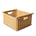 The Basket Lady Deep Pole Handle Wicker Storage Basket, M, Sandstone
