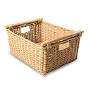 The Basket Lady Pole Handle Wicker Storage Basket, M, Sandstone