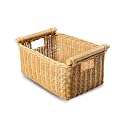 The Basket Lady Pole Handle Wicker Storage Basket, S, Sandstone
