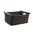 The Basket Lady Pole Handle Wicker Storage Basket, XL, Walnut Brown