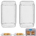 2PCS Basket Replacement for Emeril Lagasse Dual Zone 360 Air Fryer Oven 25 QT Air Fryer Convection Toaster Oven 11.6" x 6.9" Non-stick Mesh Steel Accessories Parts Dishwasher Safe
