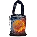 Basketball Car Trash Bag,Fire Ball Hanging Drawstring Car Garbage Bag,Waterproof Canvas Car Back Seat Organizer with Adjustable Buckle,for Vehicles,SUVs,Camping,Road Trips
