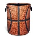 Basketball Texture Laundry Basket Foldable Oxford Cloth Hamper 18.9x16.5 In