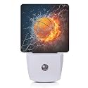 Basketball Night Light,Fire and Water Basketball Night Lights Plug into Wall for Boys Girls, Led Lights for Stairway/Hallway/Bedroom 0.5W Nightlight Sleep Friendly