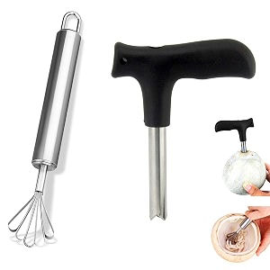 baskety coconut opener knife stainless steel tool set coconut drill for straw hole with meat removal knife 2 piece set