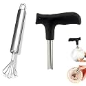 Baskety Coconut Opener Knife Stainless Steel Tool Set Coconut Drill for Straw Hole with Meat Removal Knife (2 Piece Set)