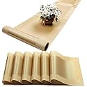 Baskety Heat Resistant Decorative PVC Table Mats with Table Runner Set Waterproof Non-Slip Washable Dining Placemats for Dining Table, Kitchen and Coffee Table – Gold (Set of 6 Mats + 1 Runner)