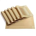 Baskety Table Mats Washable Woven PVC Placemats Non-Slip Heat Resistant Decorative Rectangle Dining Mats for Kitchen, Dining Room and Restaurant – Gold (Set of 6, 45x30 cm)