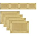 Baskety Waterproof Non-Slip Woven Vinyl PVC Table Mats with Table Runner Set Washable Heat Resistant Dining Table Mats for Kitchen, Coffee Table and Home Decor (Gold, Set of 4 Mats + 1 Runner)