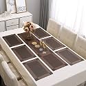 Baskety Heat Resistant Set of 6 PVC Table Mats with 1 Table Runner Waterproof Non-Slip Washable Stylish Brown Color Dining Placemats Set for Dining Table, Kitchen and Home Décor