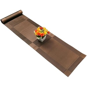 baskety pack of 2 brown table runner waterproof 180x30 cm heat-resistant non-slip runners washable dining room table dcor for kitchen party coffee table and home decoration