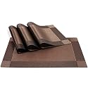 Baskety Washable Woven PVC Table Mats Non-Slip Heat Resistant Dining Placemats for Kitchen, Dining Room, Coffee Table &amp; Restaurant Use – Brown Set of 4 (45x30 cm)